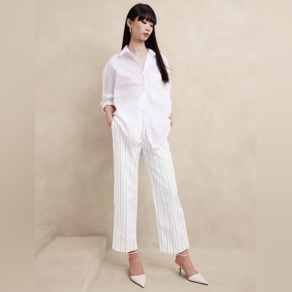 NWT Banana Republic Laguna Pinstripe Straight Ankle Pants Size 10 Long.